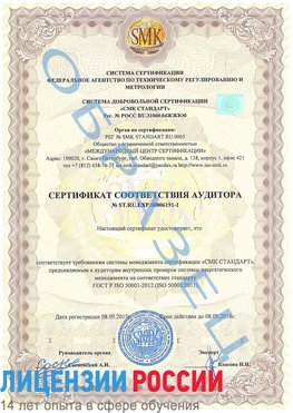 Образец сертификата соответствия аудитора №ST.RU.EXP.00006191-1 Глазов Сертификат ISO 50001