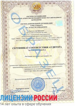 Образец сертификата соответствия аудитора №ST.RU.EXP.00006191-2 Глазов Сертификат ISO 50001